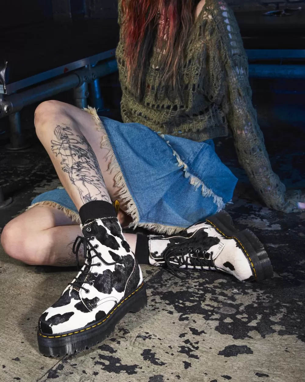 Jadon Hair-On Cow Print Platform -Maiharit*Dr. Martens Clearance